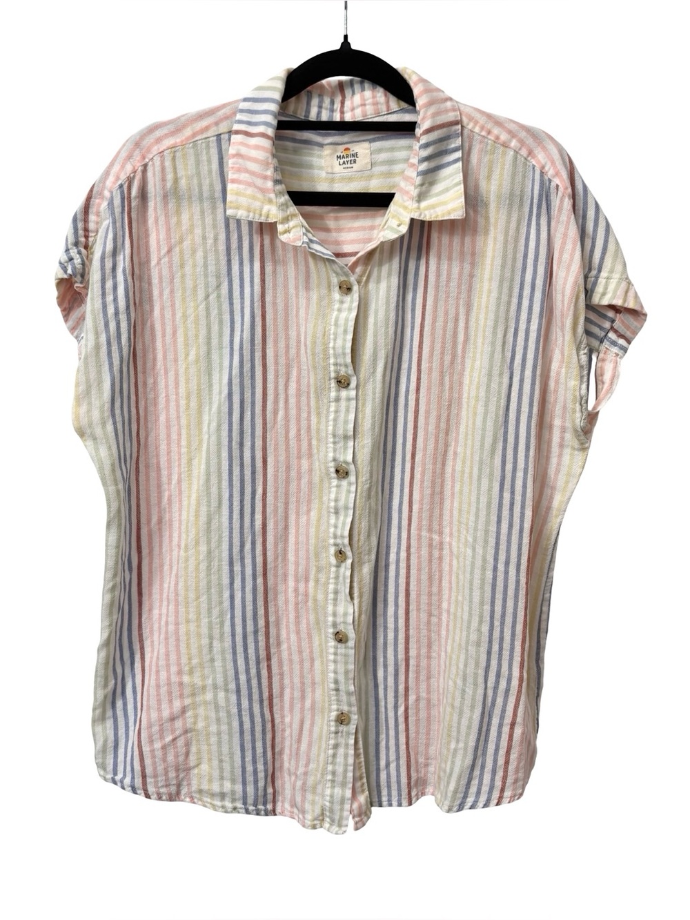 Marine Layer Shirt Button Down Multi
Pastel Stripes Linen Blend Size Medium